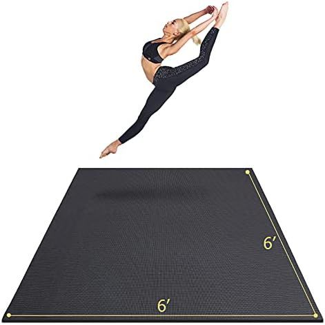Yoga Mat 6'x6'x7mm, Thick Workout Mats for Home Gym Flooring, Extra Wide and Thick, Non-Slip Quick Resilient Barefoot Ex