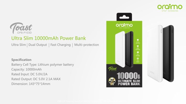 Oraimo Toast OPB-P103D 10000mAh Power Bank