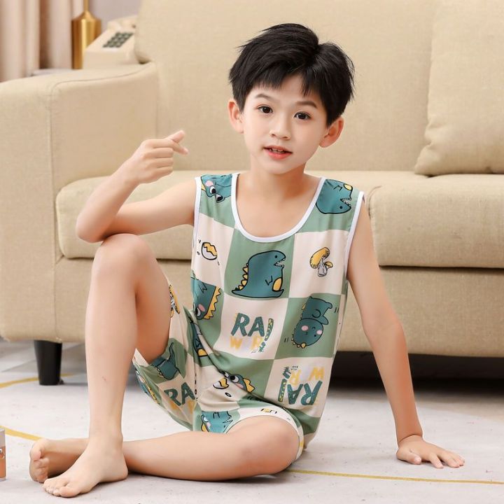 Children's%20Summer%20Sleeveless%20Vest%20Boys'%20Home%20Wear%20Boy%20Thin%20Type%20Artificial%20Cotton%20Air%20Conditioning%20Clothes%20Children's%20Home%20Pajamas%20-%20Image%205