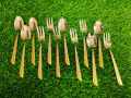 Tea & Fork Golden colour Spoon 12 peices Stainless steel. Dessert Spoon, Coffee Spoon, Golden Teaspoon, Spoon Silverware. 12 Pcs cutlery set. 
