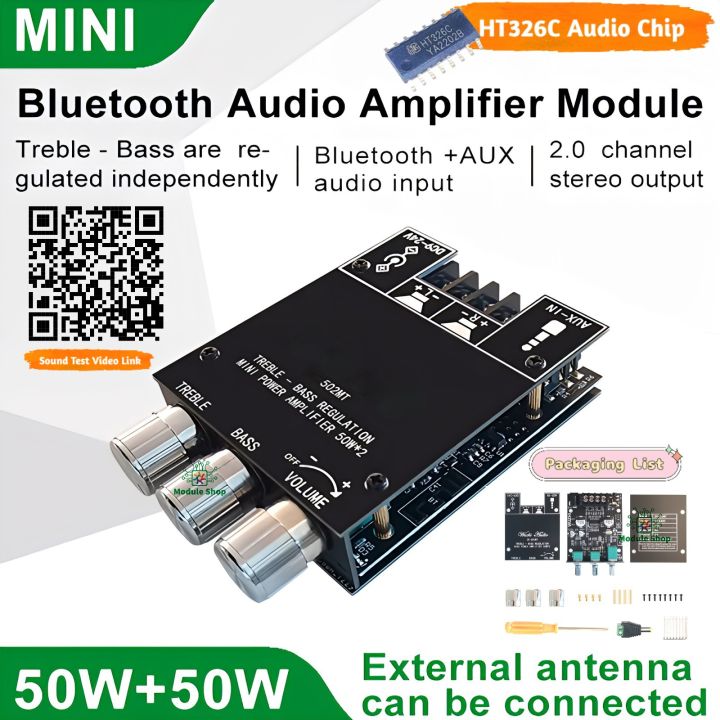 502MT Bluetooth 5.0 Super Base Amplifier Board with Acrylic Box Sell 2.0 Channel 2x50W Power Audio Stereo Amplifier Board AUX Bass Treble AMP similar ZK-502M CA-502MT ZK-502MT by Power Flash