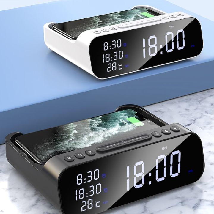 Intelligent Wireless Alarm Clock Charger Fast Temperaturetable Digital Clock LED Display Wireless Charger Watch Desk Clock