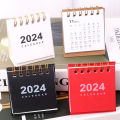 Simple Solid Color 2024 Mini Desktop Paper Calendar Dual Daily Scheduler Table Planner Yearly Agenda Organizer Desk.