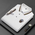 Korean Fashion Men's Polo T-shirt Long Sleeves Embroidered Logo Polo Shirt Lapel Breathable Top Streetwear Loose Ropa Hombres. 