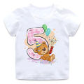 Summer Cute Cartoon Bear Numbers 1-9 Years Old Children's T-shirt Short-sleeved Round Neck T-shirt for Boys and Girls Tops Tee.
