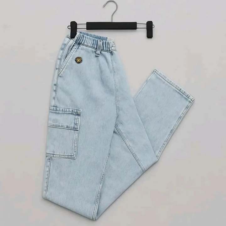 Unisex Baggy Jeans High Waist Loose Fit Straight Leg Blue Denim Trousers for Men And Women