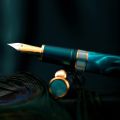 Hongdian N7 Blue Peacock Resin Piston Fountain Pen, Iridium Extra Fine Nib Classic Pen, Smooth Writing Pen with Metal Box. 