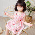 (New) cute fruit print baby girls dress Princess one piece cotton sleepveless dress cartoon animal print summer girls' dresses.