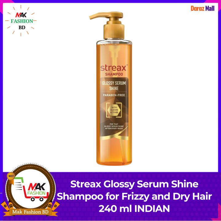 Streax Glossy Serum Shine Shampoo for Frizzy and Dry Hair 240ml INDIAN