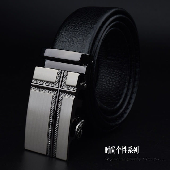 Men's automatic buckle belt wear-resistant leather face knife can