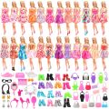 【Serendipity party】New Arrive Fashion 75 Items/lots = 15 Dolls Clothes Dresses 10 Shoes 10 Handbags 40 Doll Accessories For Barbie Dressing Game. 