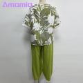 Amamia Blouse Trousers Round Neck Flower Print Pullover Top Pants.