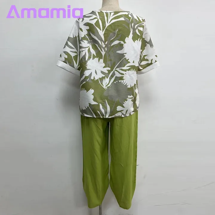 Amamia%20Blouse%20Trousers%20Round%20Neck%20Flower%20Print%20Pullover%20Top%20Pants%20-%20Image%206