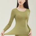 Autumn and winter Bose because of the skin beauty clothing newly upgraded long-sleeved base layer warm women's seamless round neck light invisible base shirt.