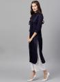 Navy Blue Linen Kurti for Women - (Tailor Made).