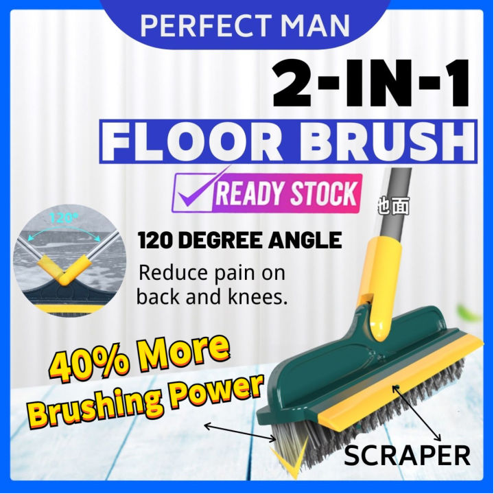 2-in-1 Bathroom Long Brush - Ideal for Tile, Ceramic, and Toilet ...