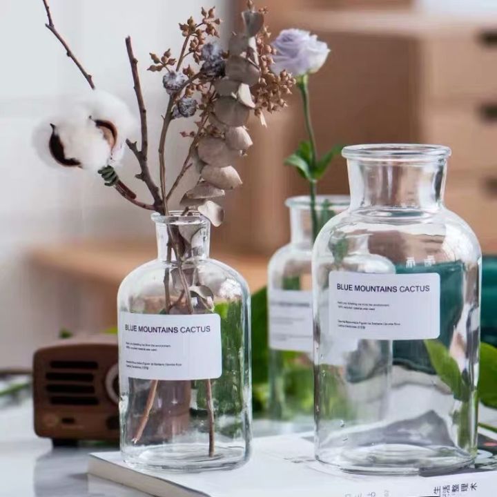 Wholesale European Style Glass Vase ins Wind Hydroponic Vase Dried Flower Vase Small Vase Living Room Decoration Ornaments