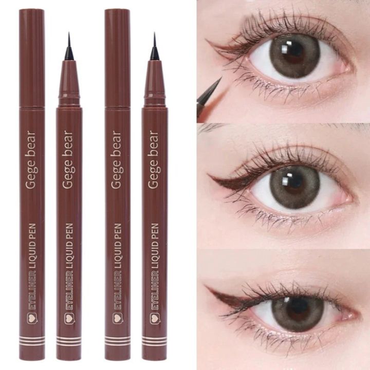 Gege Bear Ultra-fine Head Liquid Eyeliner Pen Waterproof Lasting Quick Drying Matte Black Brown Eyeliner Pencil Eye Makeup Tool