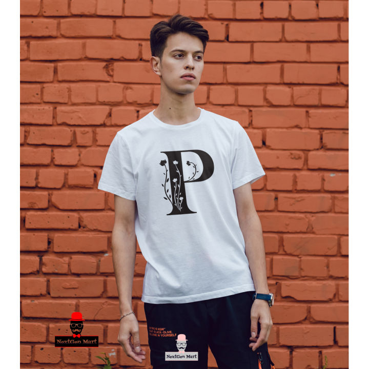 White%20Color%20Creative%20English%20Alphabet%20Half%20Sleeve%20T-Shirt%20-%20Unique%20Alphabet%20Design%20-%20Easy%20to%20Use%20And%20Maintain%20-%20Stylish%20T-shirt%20for%20Men%20-%20Image%202
