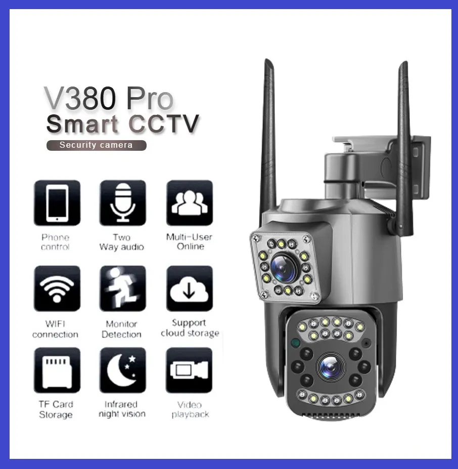 Dual Lens Security Camera V380 Pro Smart Home 4MP Auto Tracking