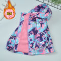 Spring Autumn Waterproof Children Hooded Cartoon Girls Jacket Warm Fleece Lined Zip Outwear School Kids Boys Outfit Top XMP99. 