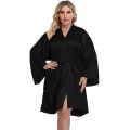 Plus Size Bridesmaids Satin Kimono Robe – Soft, Comfortable Short Nightgown & Sleepwear.