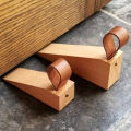 Wooden Door Wedge Stopper Non-Slip Solid Wood Door Stoppers Sturdy and Durable Door Stop Wedge with Hanging Leather (1 Pcs).