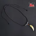 Cool Men's Necklace Bone Pendant handmade Tibetan Amulet Fangs Real Natural Tooth Vintage Wolf Tooth Charm White Brown Ecru. 