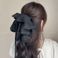 New Bronzing Ribbon Bowknot Grip Women's High Skull Top Ribbon Tassel Clip Hairware Temperament Back Head Barrettes.