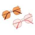 Fashion Girl bow metal sunglasses polygon trend lovely glasses.