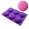 【Tech-savvy】 6 Hole DIY Art Handmade Soap Round Flower Shape Candle Cake Baking Mold.