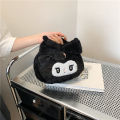 Mettle Vault Plush cartoon makeup bag, Kuromi women's casual doll, handbag, birthday gift.