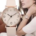 【The road to happiness Store】Luxury quartz alloy watch ladies fashion stainless steel dial casual bracele watch leather wristwatch for women. 