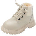 Children's martin boots with cotton and thick children's leather waterproof and lightweight boys' cotton shoes and fleece warm leather boots.