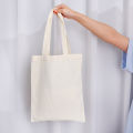 Large Capacity Canvas Shoulder Handbag Folding Eco-Friendly Cotton Tote Bags Reusable DIY Shoulder Bag Beige. 