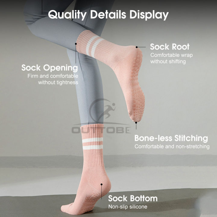 Outtobe%20Yoga%20Socks%20Sports%20Socks%20with%20Grips%20for%20Women%20Home%20House%20Floor%20Barre%20Non-slip%20Socks%20Dance%20Pilates%20Fitness%20Cotton%20Stocking%20-%20Image%206