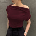 ZANZEA Women's Summer Holiday Casual Shirt Blouse Fitting Off Shoulder Irregular Tops #11.