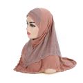 H076 Adults or big girls medium size 70*60cm pray hijab muslim hijab scarf islamic headscarf hat amira pull on headwrap. 