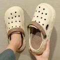 Summer Outerwear Non-Slip Wear-Resistant Sandals Croc Shoes Men's Thick-soled Beach Outdoor Couple Slippers for Men. 