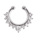 Women Fake Nose Ring Silver Color Non-Piercing Clip-On Jewelry Single Piece.