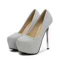 Autumn Round Headed Waterproof Platform Women's Shoes Super Hentian High Thin Heels Gold Pink Shining Sexy 913-63.