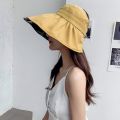 Summer Ladies Sun Hat Foldable Big Brim Wide Brim Beach Vacation Travel Hat UV Protection Ladies Panama Fisherman Hat. 
