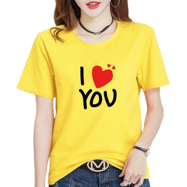 %5B%20In%20stock%20%5D%20Summer%20Korean%20Style%20Women's%20Clothing%20English%20I%20LOVEYOU%20Short%20Sleeve%20T%20Loose%20Slimming%20round%20Neck%20Pullover%20Bottoming%20Shirt%20-%20Image%205