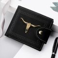 New Men's Wallet Short Multi-Function Multi-Card Slot Metal Bull Label Luxury Wallet Zipper Designer Small Slim Wallet.