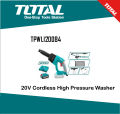 TOTAL 20V Cordless High Pressure Washer TPWLI20084. 