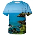Beach scene T shirt for men tops 3D tropical rain forest print T-shirt summer tee shirts womens clothing funny kids short sleeve. 