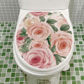 M536 Warm Personality Pink Rose Toilet Sticker Bathroom Toilet Cover Sticker Wall Stickers Wc For Home Decoration. 