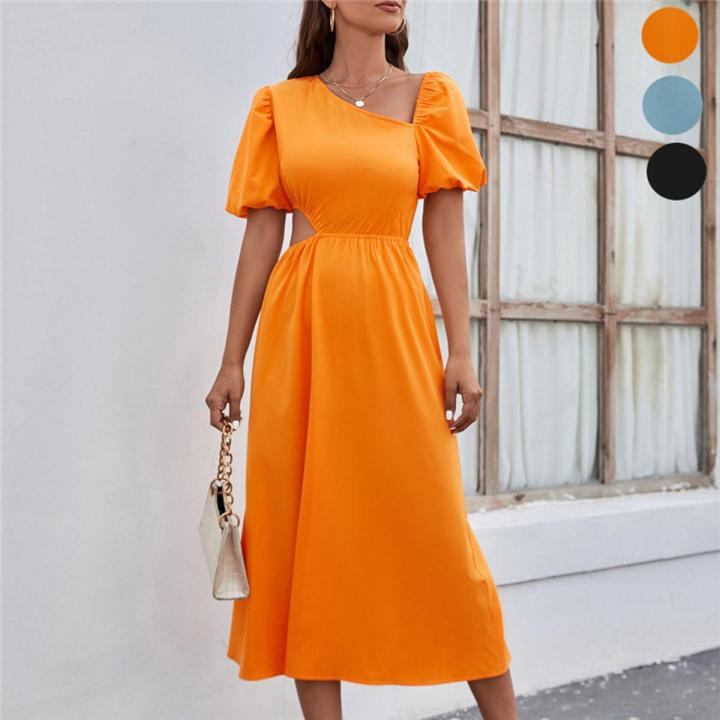 Stylish Addition Ladies Summer Elegant Midi Dress Casual Plain Swing Sexy  Hollow out Long Maxi Dresses For Women Sustainable Choice