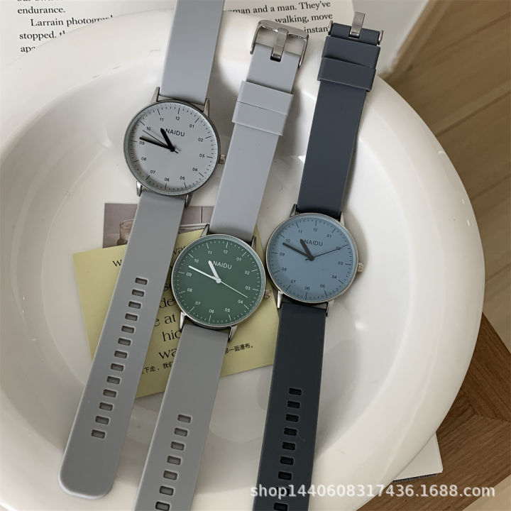NAIDU Niche Color-block Disc Silicone Band Watch Women's Student Simple Small Fresh and Casual Mori College Style