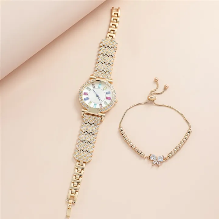 New%20Fashion%20Luxury%20Color%20Graduated%20Diamond%20Temperament%20Large%20Dial%20Ladies%20Quartz%20Watch%20Set%202pcs/set%20-%20Image%206